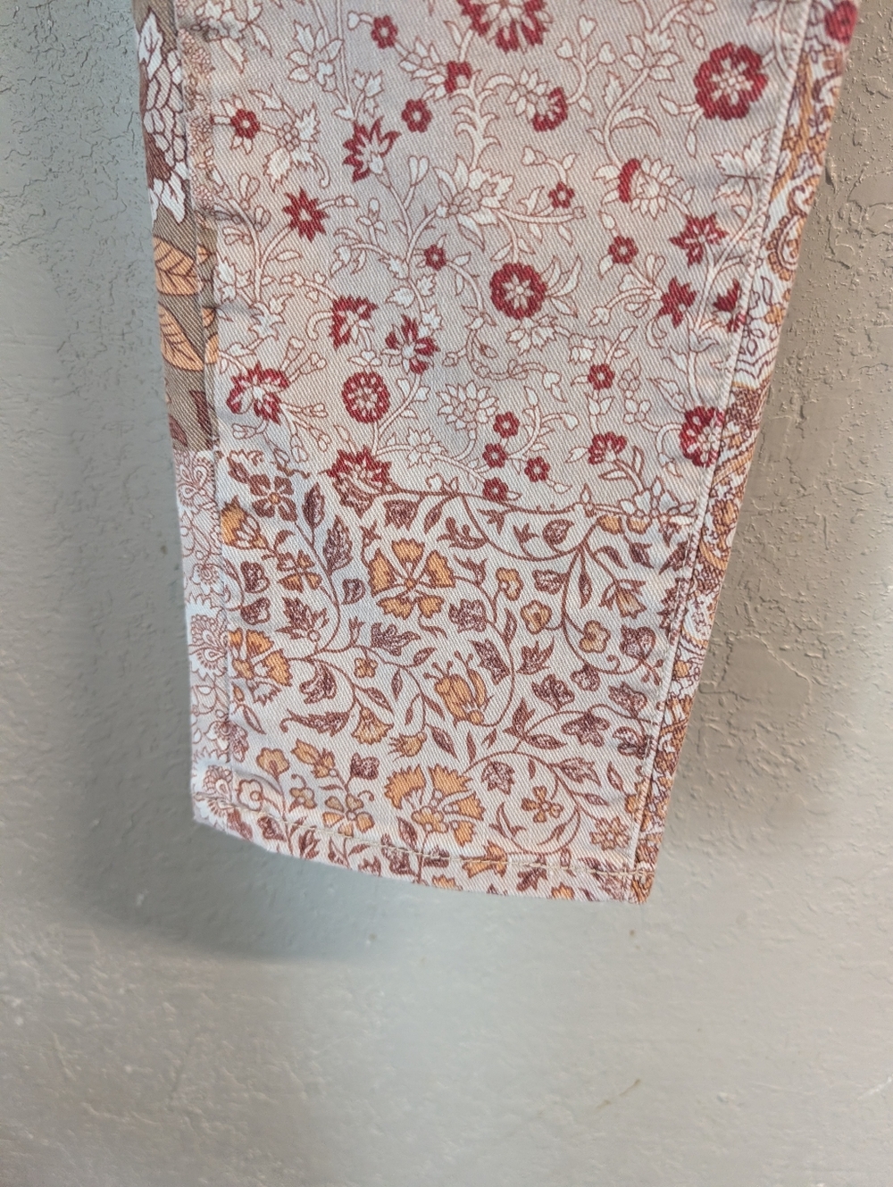 Patchwork Skinny Jeans 8 Blush Low Rise Paisley Floral Boho Festival Denim Fem - Picture 6 of 9